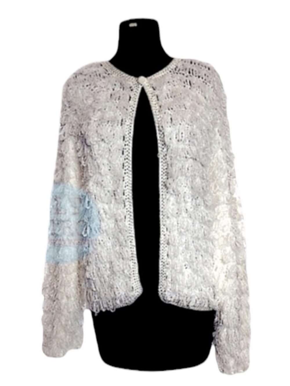 70s vtg Shag Knit Cardigan Sweater